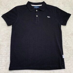 Harmont & Blaine Boy's Black Short Sleeve Cotton Polo Logo Shirt Size 12 Years